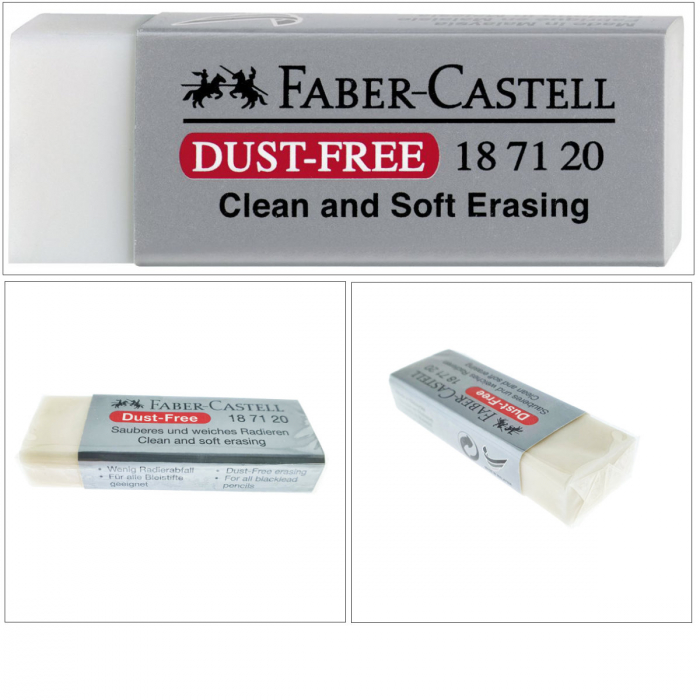 Radiera DUST FREE 20 FABER-CASTELL, dreptunghiulara, 63 x 22 x 12mm, alba [4]
