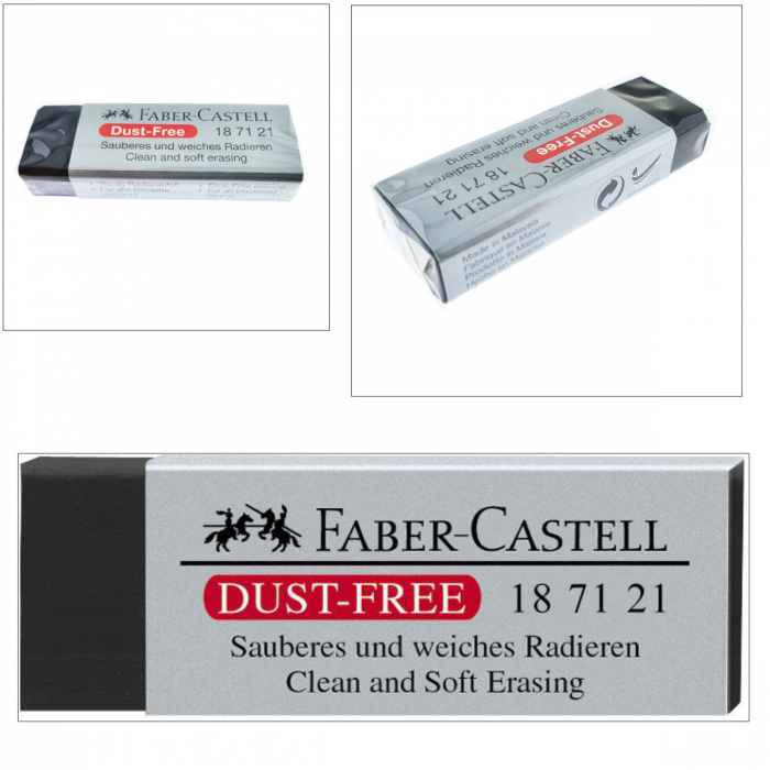 Radiera DUST FREE 20 FABER-CASTELL, dreptunghiulara, 63 x 22 x 12mm, neagra [2]
