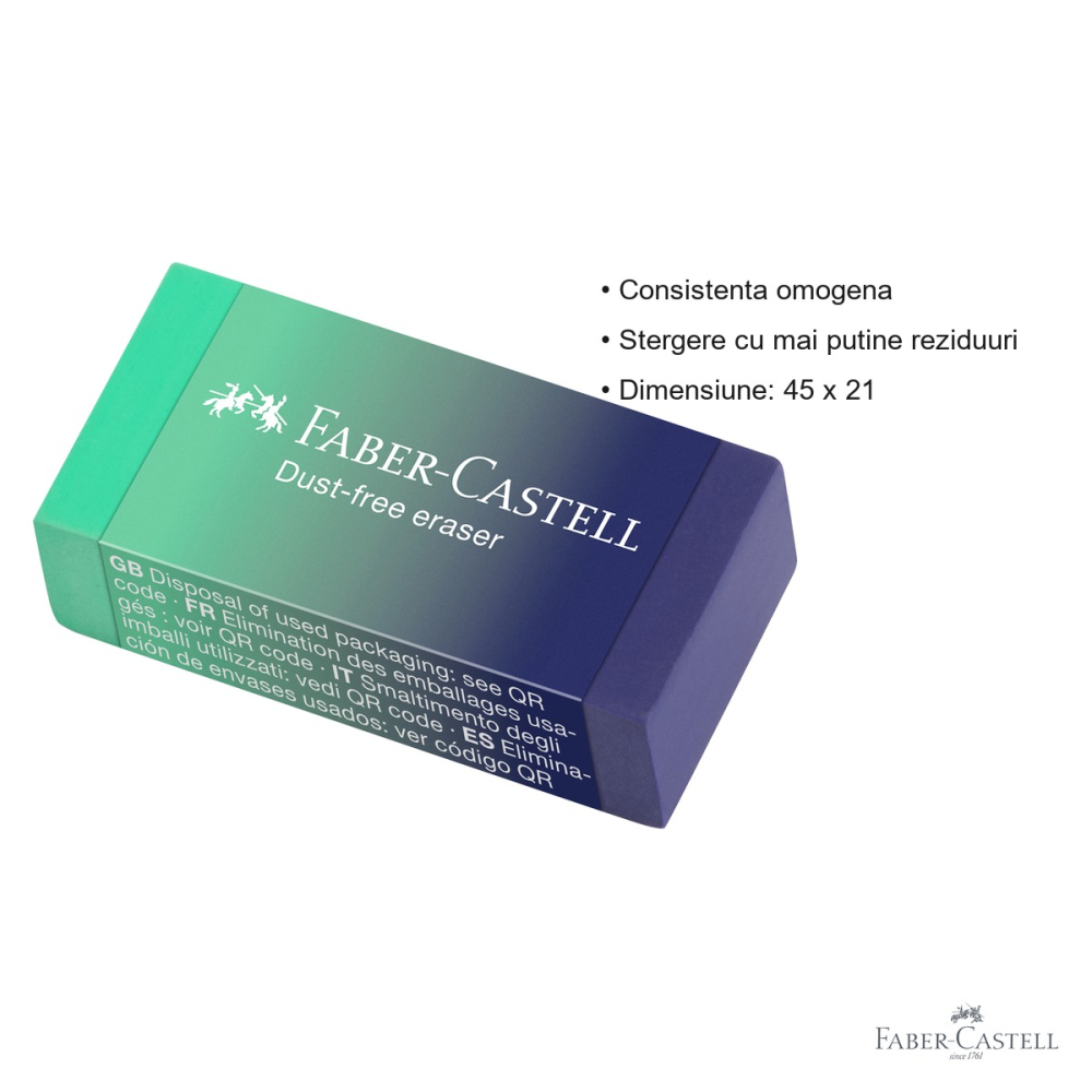 Radiera Faber-Castell Flow, dust free, fara PVC, pentru creioane grafit, culori gradient [3]