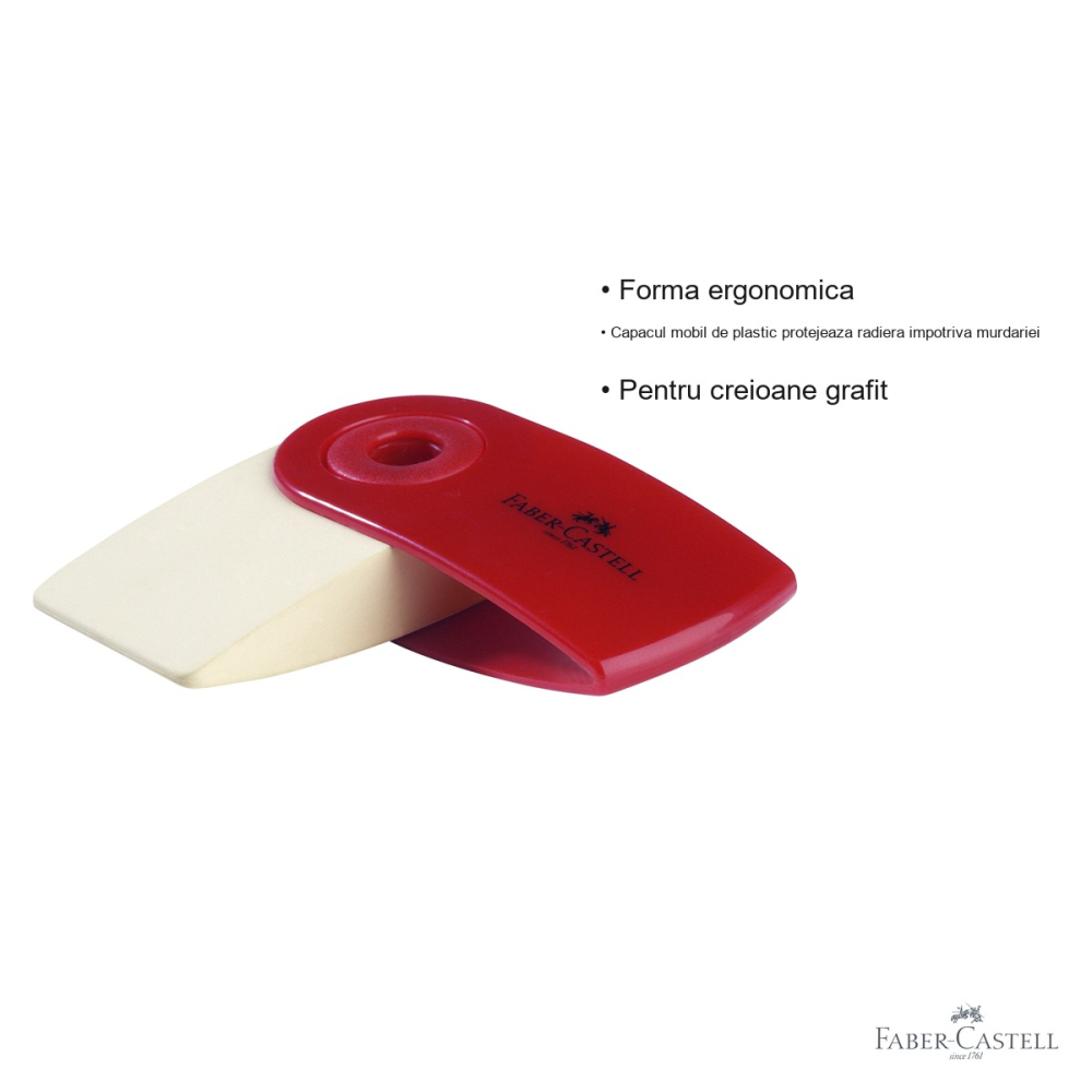 Radiera mini cu capac Faber-Castell, forma ergonomica, pentru creioane grafit [3]