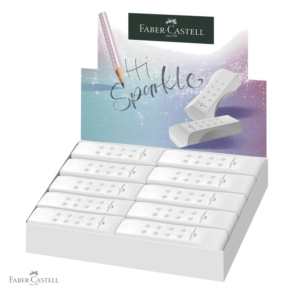 Radiera roll-on Faber-Castell Sparkle, stergere precisa pentru creioane grafit, alba cu puncte sclipitoare [4]