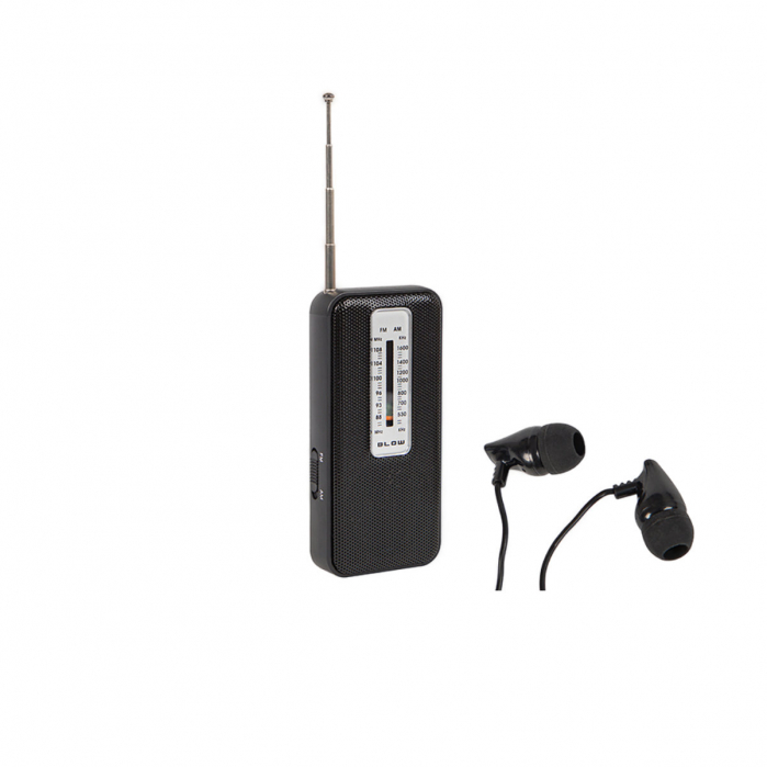 Radio portabil AM/FM, cu antena, BLOW RA8 13232, 116 x 56 x 22 mm, 2 x baterii R3, jack 3.5mm, negru [2]