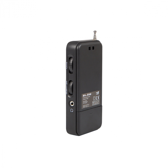 Radio portabil AM/FM, cu antena, BLOW RA8 13232, 116 x 56 x 22 mm, 2 x baterii R3, jack 3.5mm, negru [5]