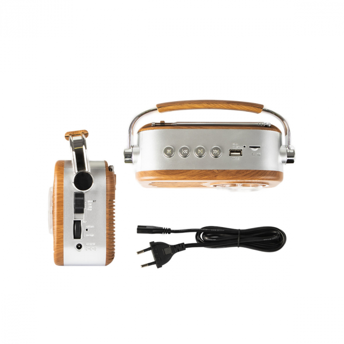 Radio portabil, AM/FM/SW, Bluetooth, port USB, port micro SD, 205 x 125 x 105 mm, 2 x baterii R20, BLOW RA3 11269, maro cu gri [2]
