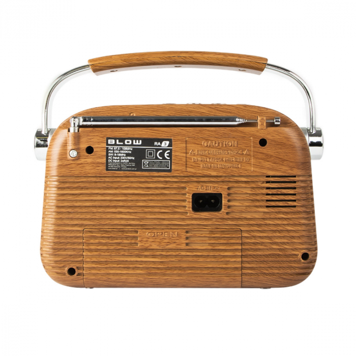 Radio portabil, AM/FM/SW, Bluetooth, port USB, port micro SD, 205 x 125 x 105 mm, 2 x baterii R20, BLOW RA3 11269, maro cu gri [5]
