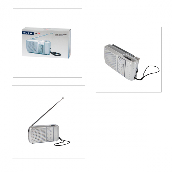 Radio portabil AM/FM/SW, cu antena, BLOW RA7 13231, 135 x 70 x 35 mm, 2 x baterii R6, jack 3.5mm, gri [5]
