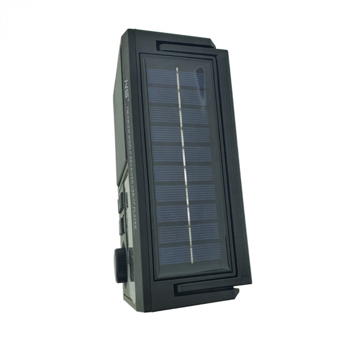 Radio portabil AM/FM/SW, cu bluetooth si player MP3 USB/TF, VT-NS-2036S, panou solar 5V 1W, lanterna LED, antena telescopica, negru [3]