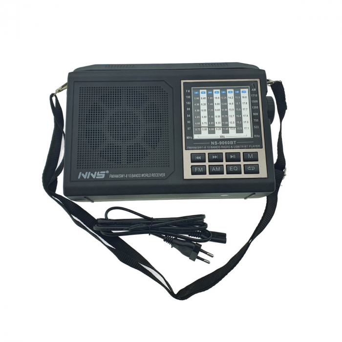 Radio portabil AM/FM/SW, cu bluetooth si player MP3 USB/TF, VT-NS-9060BT, antena telescopica, negru [2]