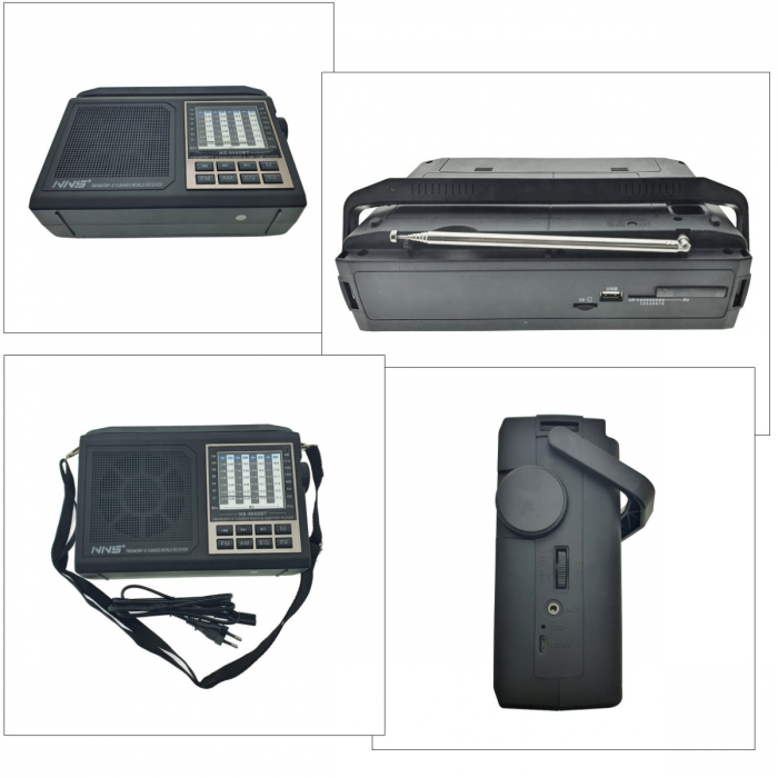 Radio portabil AM/FM/SW, cu bluetooth si player MP3 USB/TF, VT-NS-9060BT, antena telescopica, negru [5]