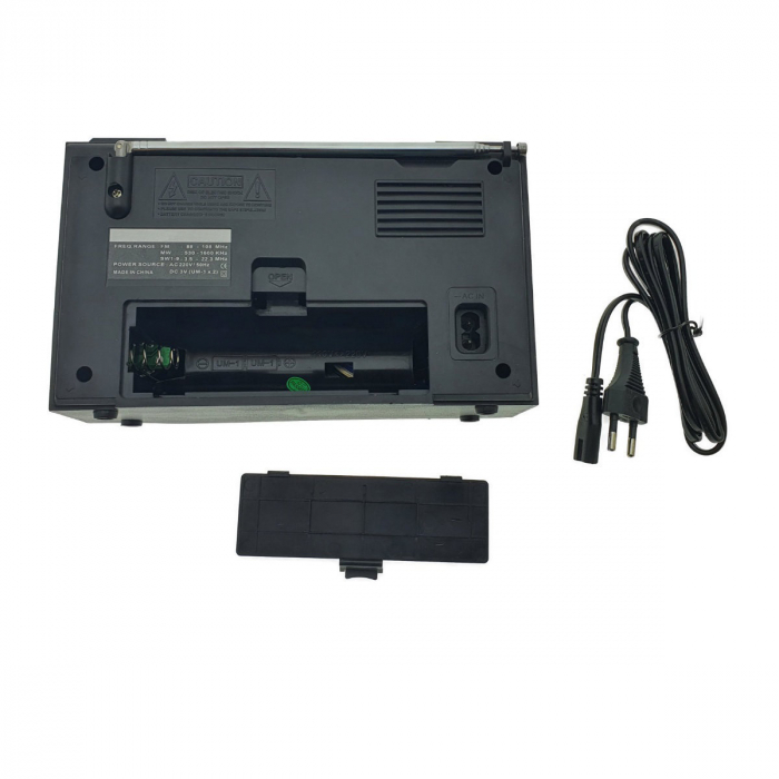 Radio portabil FM/MW/SW1-9, antena telescopica, VT-92001, port iesire jack 3.5mm, dimensiuni 20.7 x 13.3 x 9 cm, ABS, negru cu maro [4]