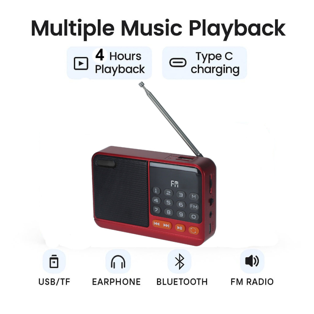 Radio Portabil Multifunctional Setty SFM-01M cu Bluetooth, FM, USB, MicroSD si Antena Retractabila, pentru Ascultare Acasa si in Calatorii [3]