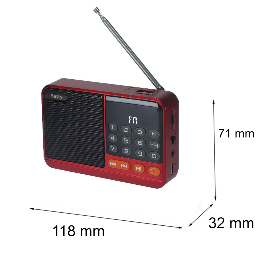 Radio Portabil Multifunctional Setty SFM-01M cu Bluetooth, FM, USB, MicroSD si Antena Retractabila, pentru Ascultare Acasa si in Calatorii [4]