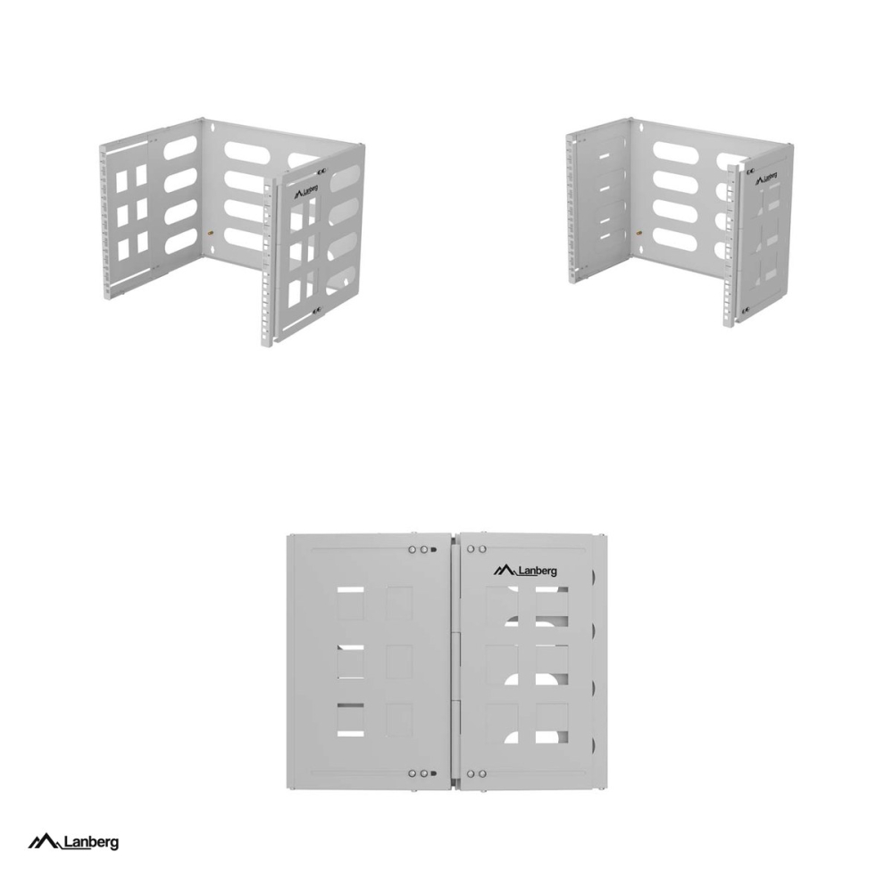 Rama rack de perete pliabila Lanberg 19 inch 8U, adancime reglabila 240-400 mm, sarcina pana la 12 kg, gri, FB01-5408-10S [4]