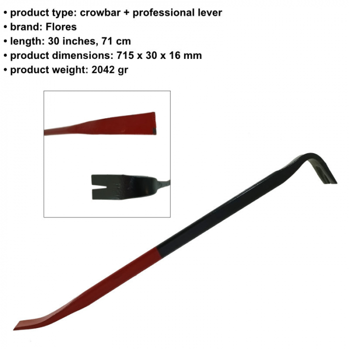 Ranga cu levier profesional, lungime 71cm, 2.04 Kg, Flores FS-12705, rosu cu negru [5]