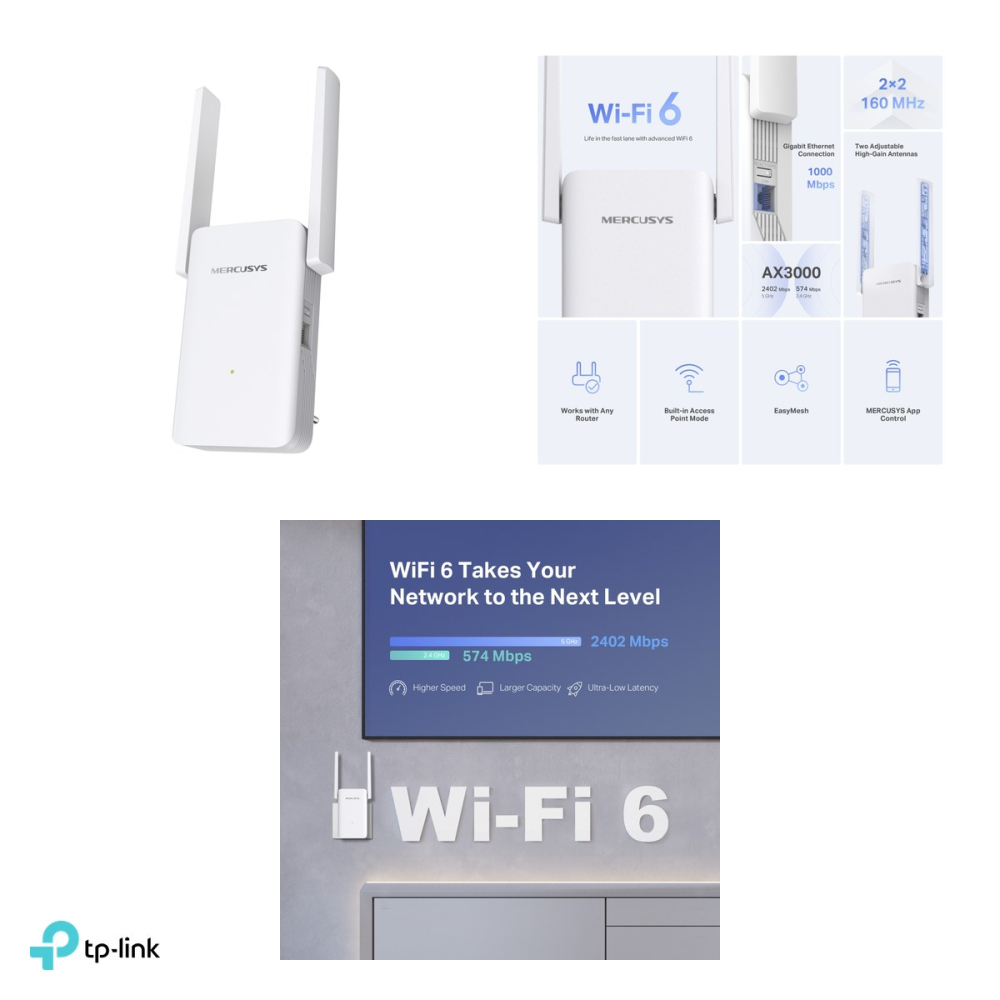 Range extender Wi-Fi 6 Mercusys ME80X, AX3000, dual-band 2.4 GHz si 5 GHz, 2 antene externe, port Gigabit Ethernet, mod Access Point, EasyMesh, ME80X [4]