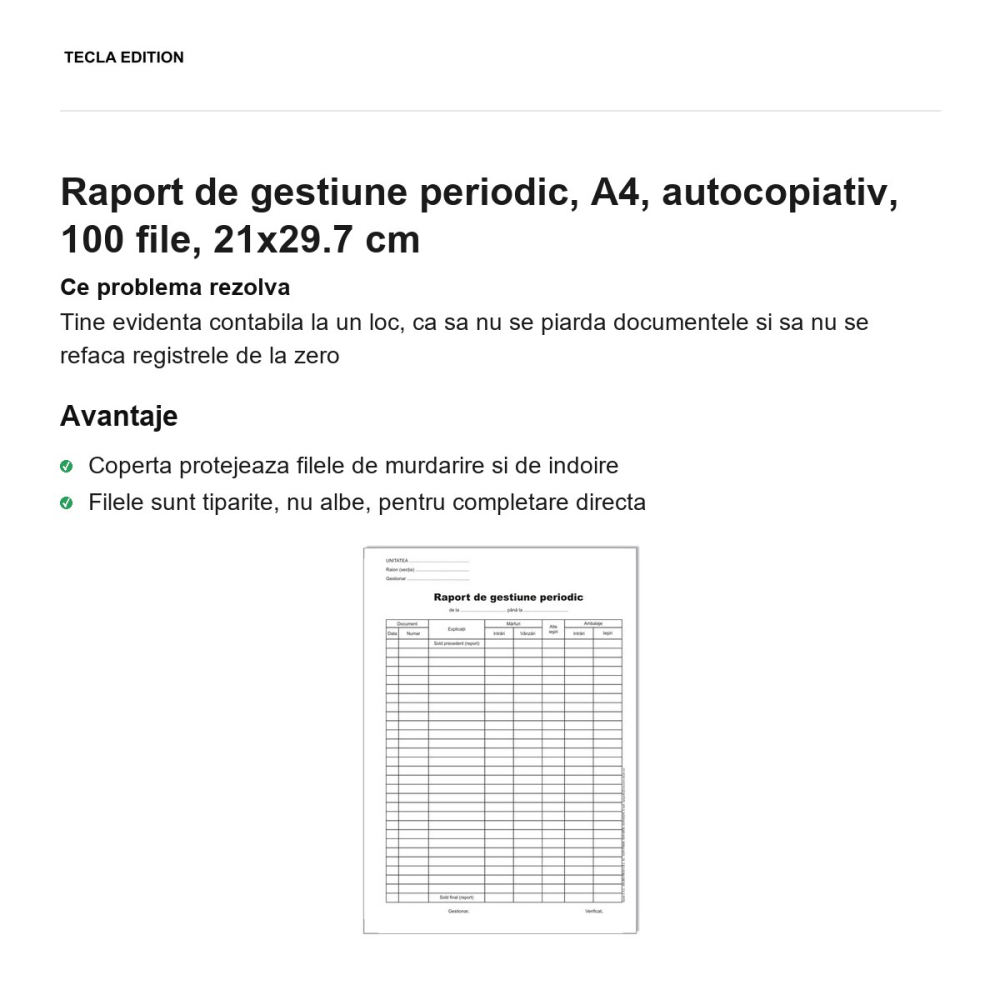 Raport de gestiune periodic, A4, autocopiativ, 100 file, 21x29.7 cm [2]