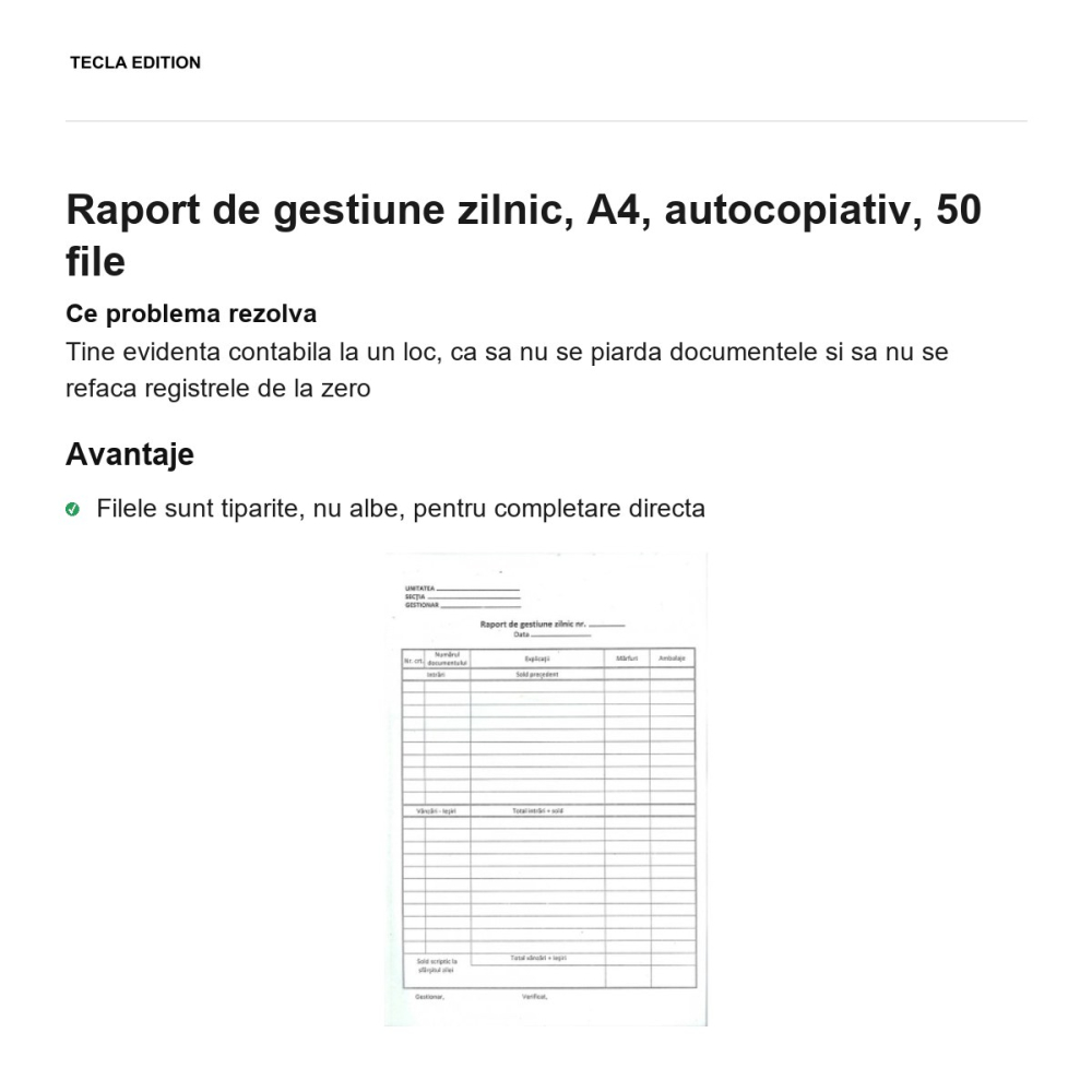 Raport de gestiune zilnic, A4, autocopiativ, 50 file [2]