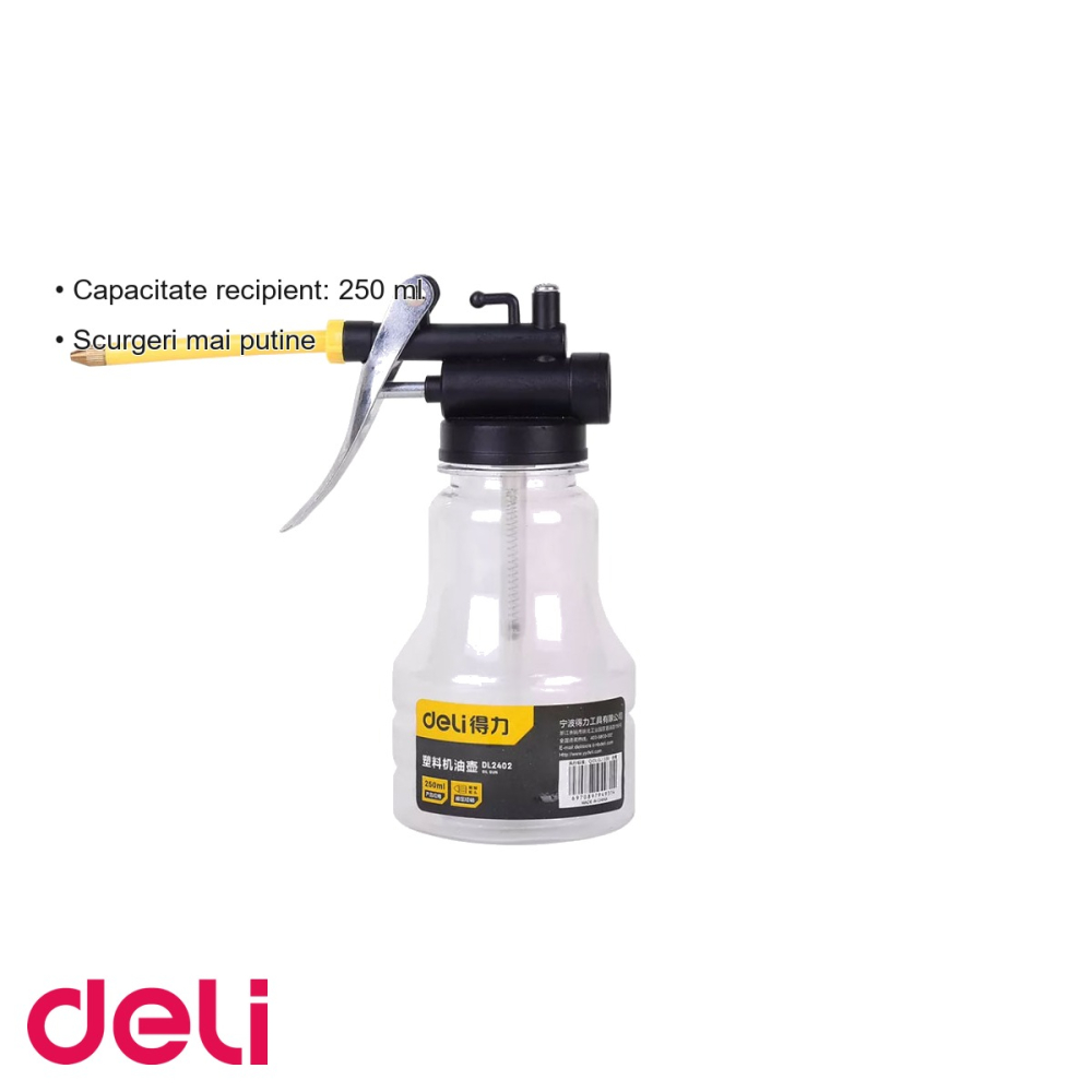 Recipient de gresare Deli, 250 ml, corp plastic cu varf alama, aplicare fluida ulei in spatii greu accesibile [3]