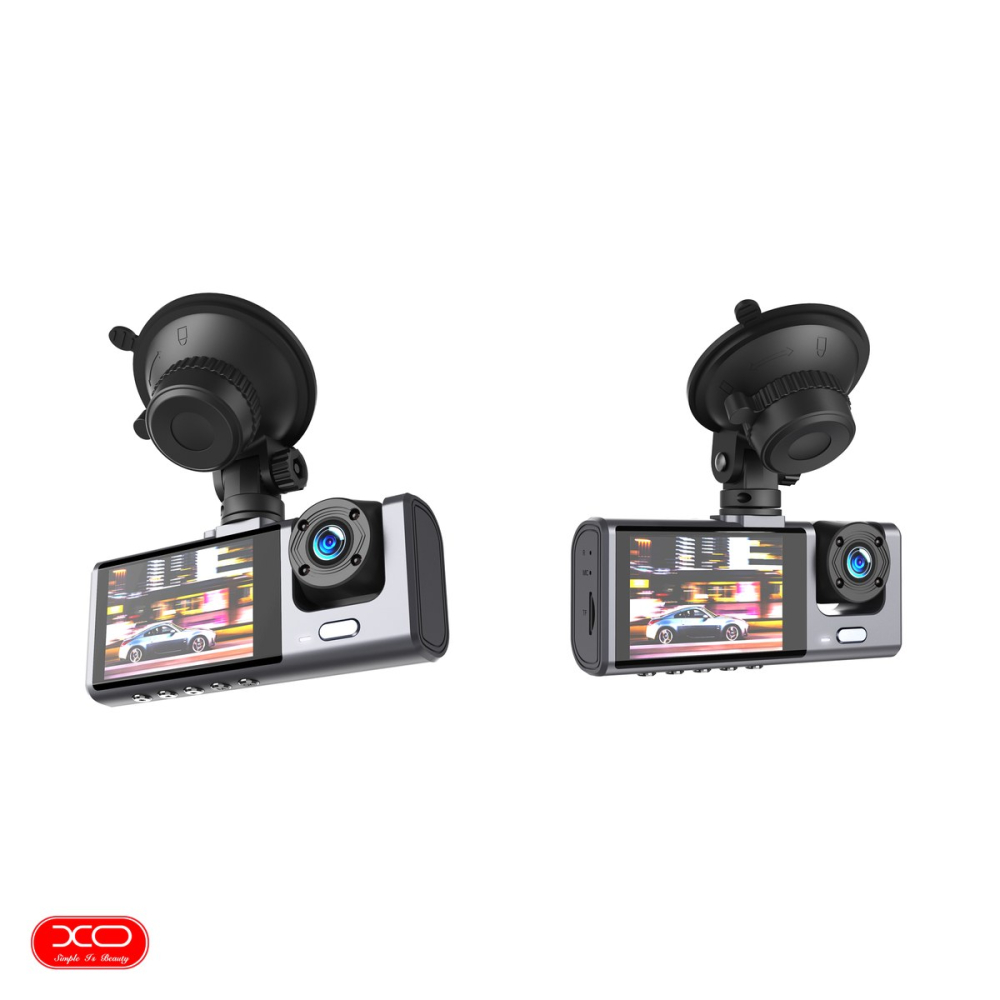 Recorder auto DVR XO car XJ03, echipat cu 3 camere frontala, interioara si spate, inregistrare FullHD, 200 mAh, unghi de vizualizare 140°, cu filtre pentru filmare nocturna, Negru [4]