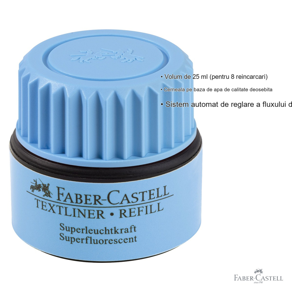 Refill textmarker albastru Faber-Castell 1549, cerneala pe baza de apa, 25 ml, pentru reincarcarea textmarkerelor [3]