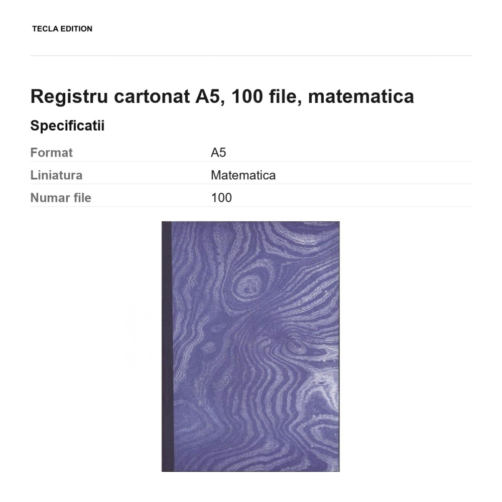Registru cartonat A5, 100 file, matematica [3]