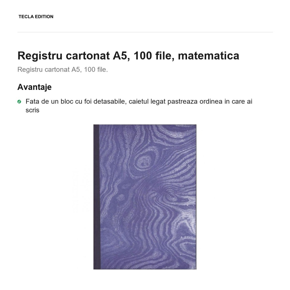 Registru cartonat A5, 100 file, matematica [2]