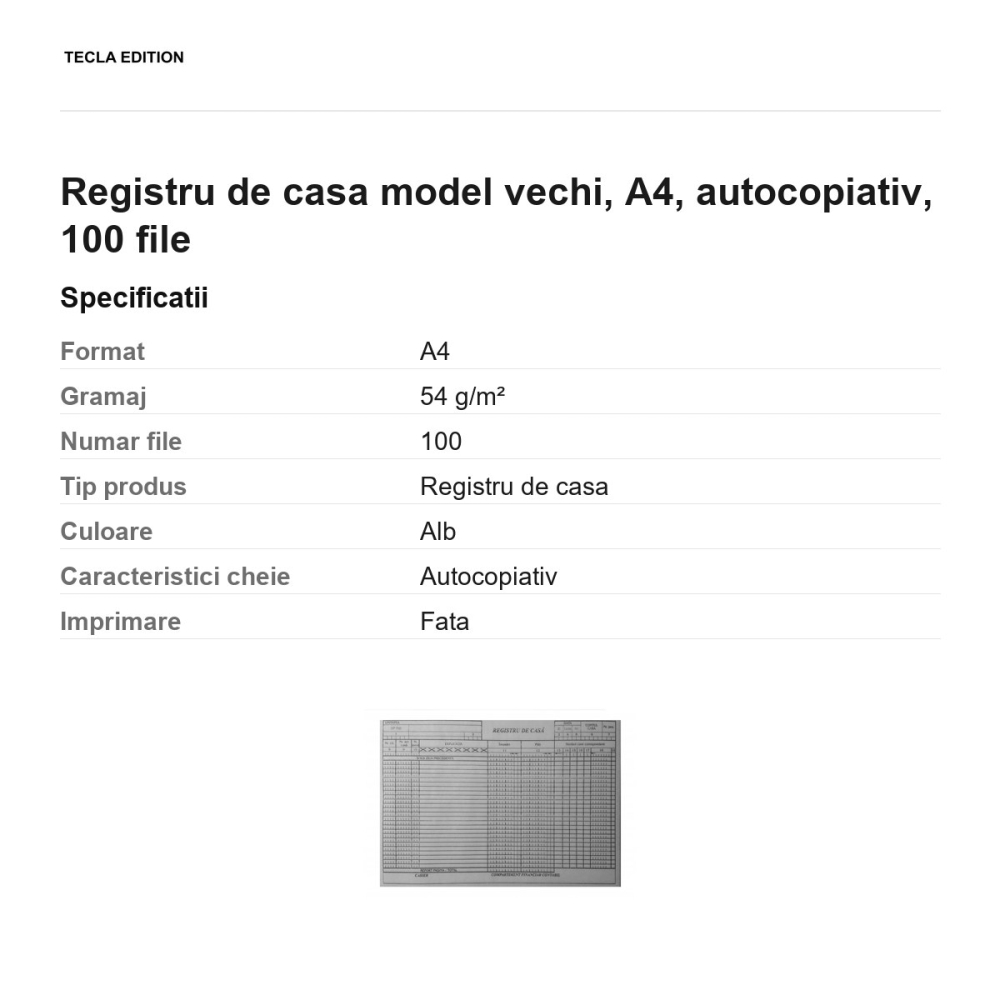 Registru de casa model vechi, A4, autocopiativ, 100 file [3]
