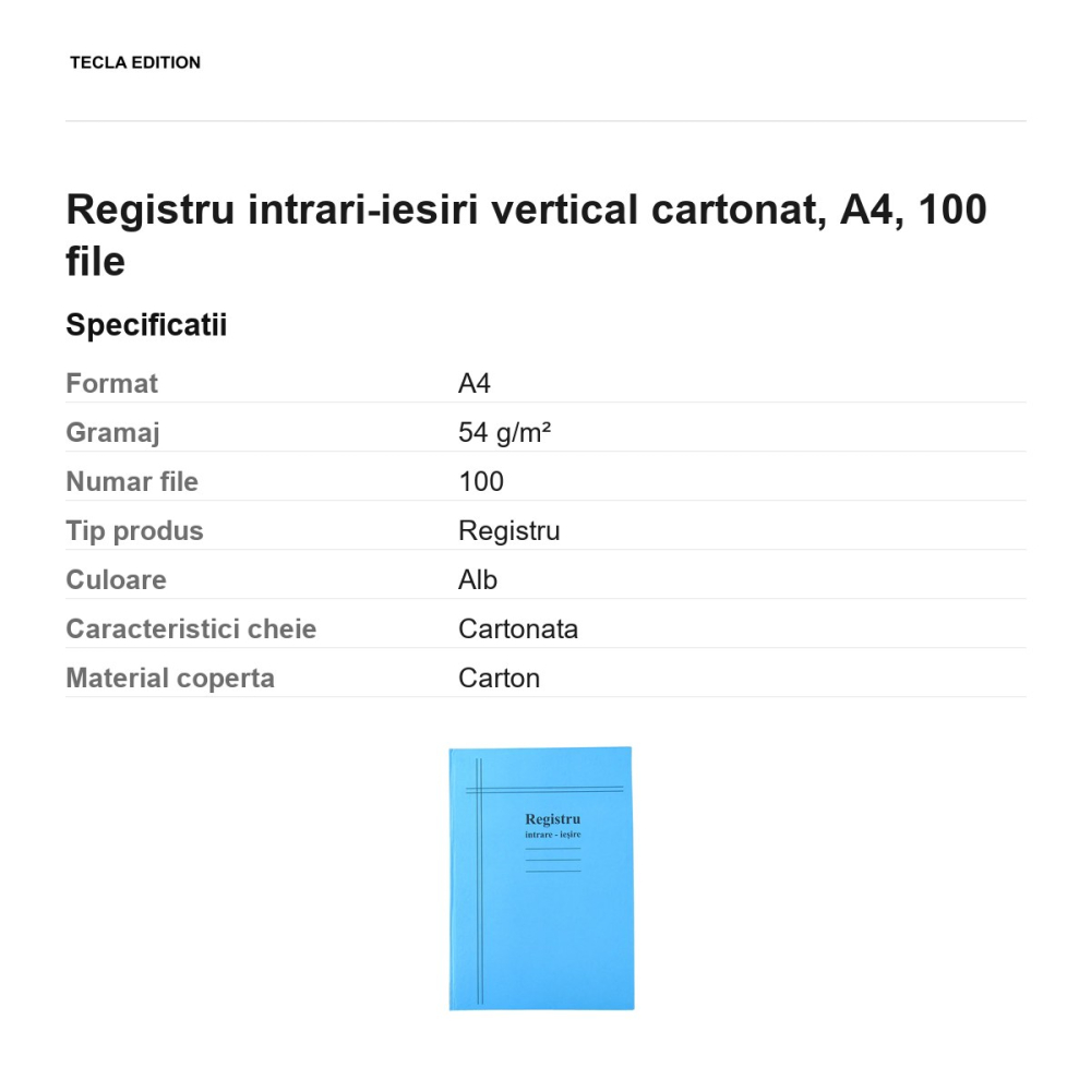 Registru intrari-iesiri vertical cartonat, A4, 100 file [3]