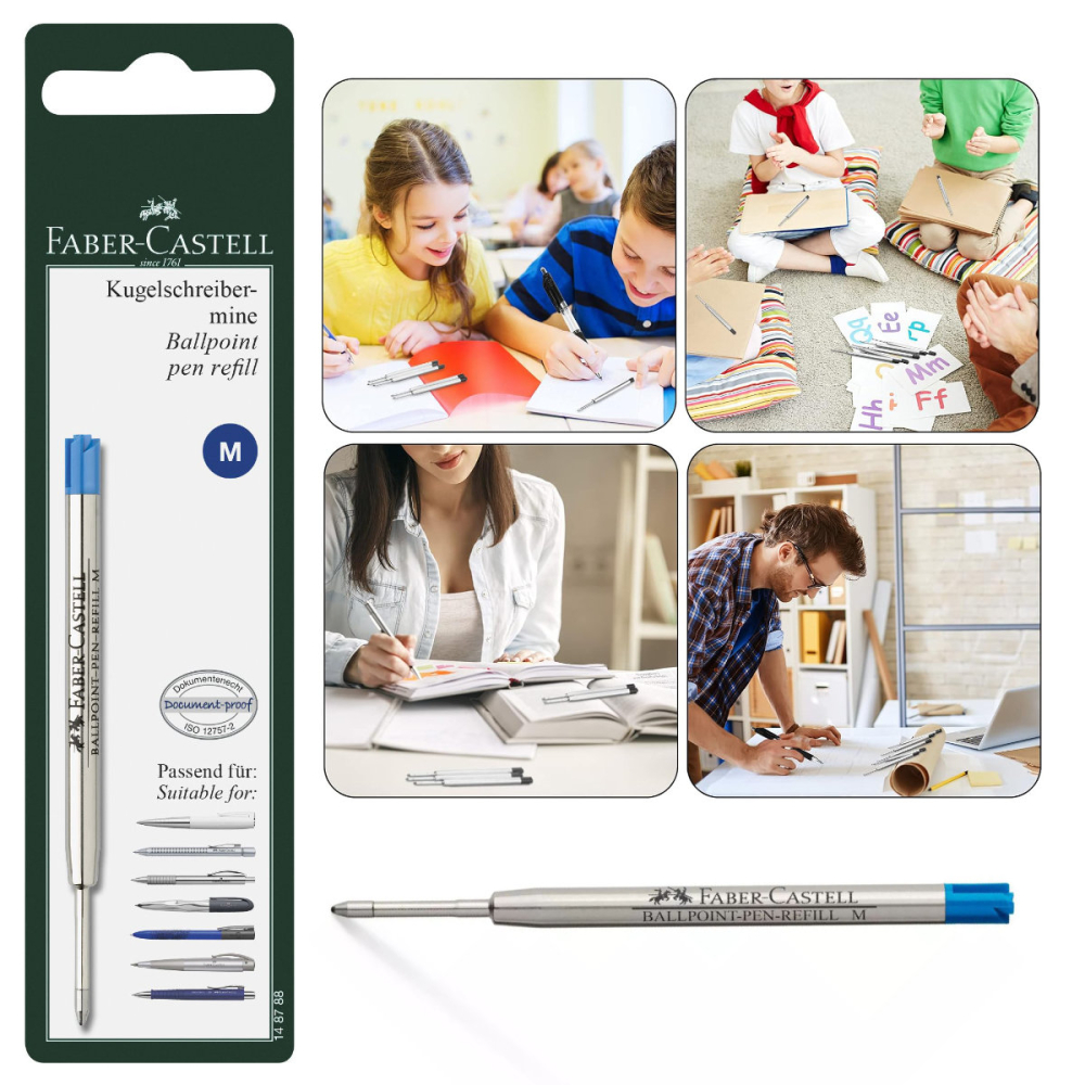 Rezerva Albastra pentru Pix Faber-Castell, Metalica, Varf M (Mediu), in Blister de Protectie [5]