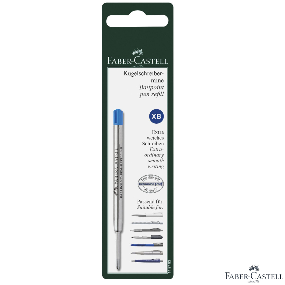 Rezerva Albastra pentru Pix Faber-Castell, Metalica, Varf XB (Extra Gros), Document-Proof, in Blister [1]