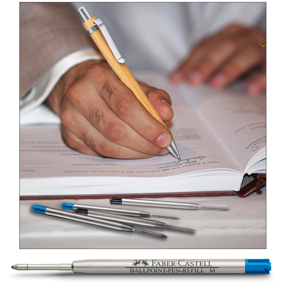 Rezerva Albastra pentru Pix Faber-Castell, Varf Metalic M, Capacitate Mare, Pentru Scris Professional [3]