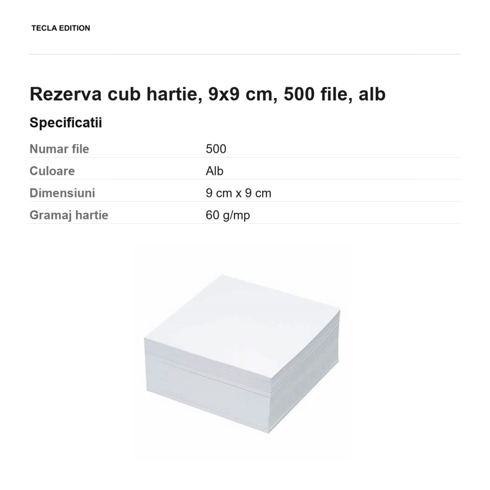 Rezerva cub hartie, 9x9 cm, 500 file, alb [3]