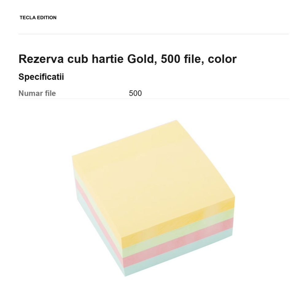 Rezerva cub hartie Gold, 500 file, color [3]