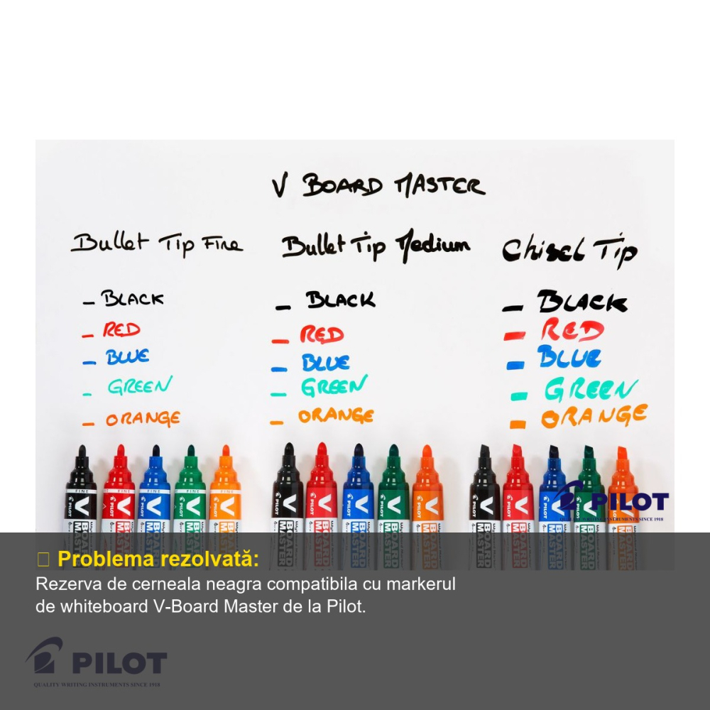 Rezerva marker whiteboard Pilot V-Board Master, refill negru, pentru scriere pe tabla alba [4]