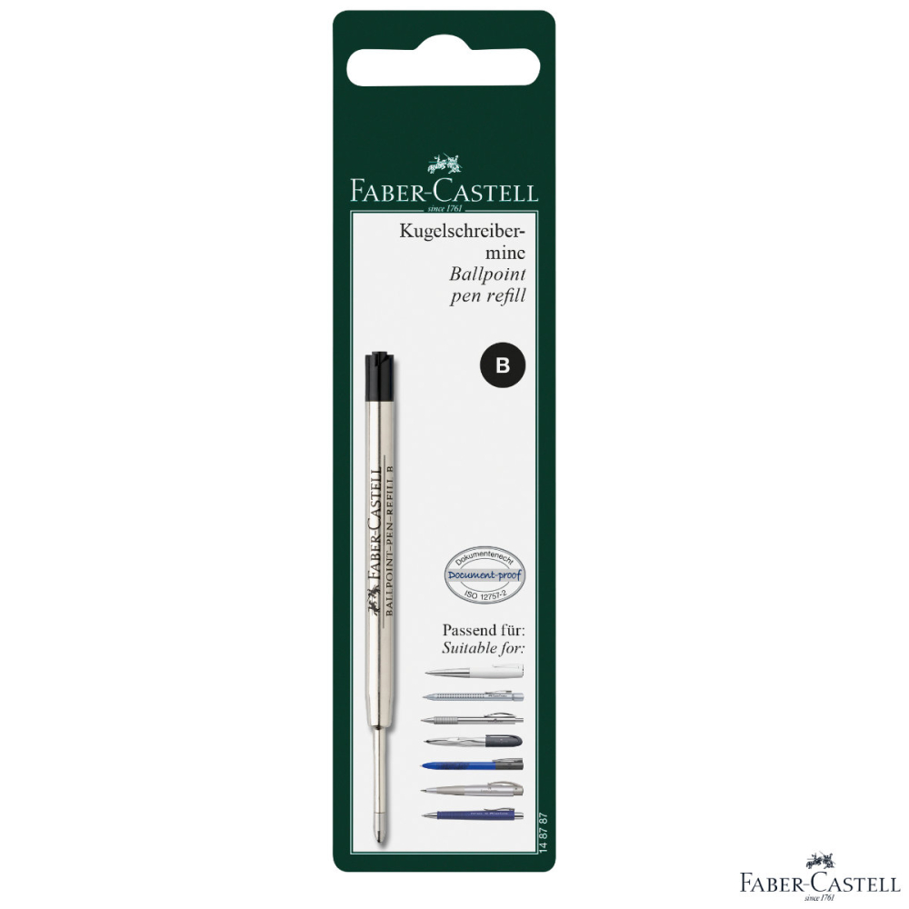 Rezerva Neagra pentru Pix Faber-Castell, Metalica, Varf B (Gros), in Blister de Protectie [1]