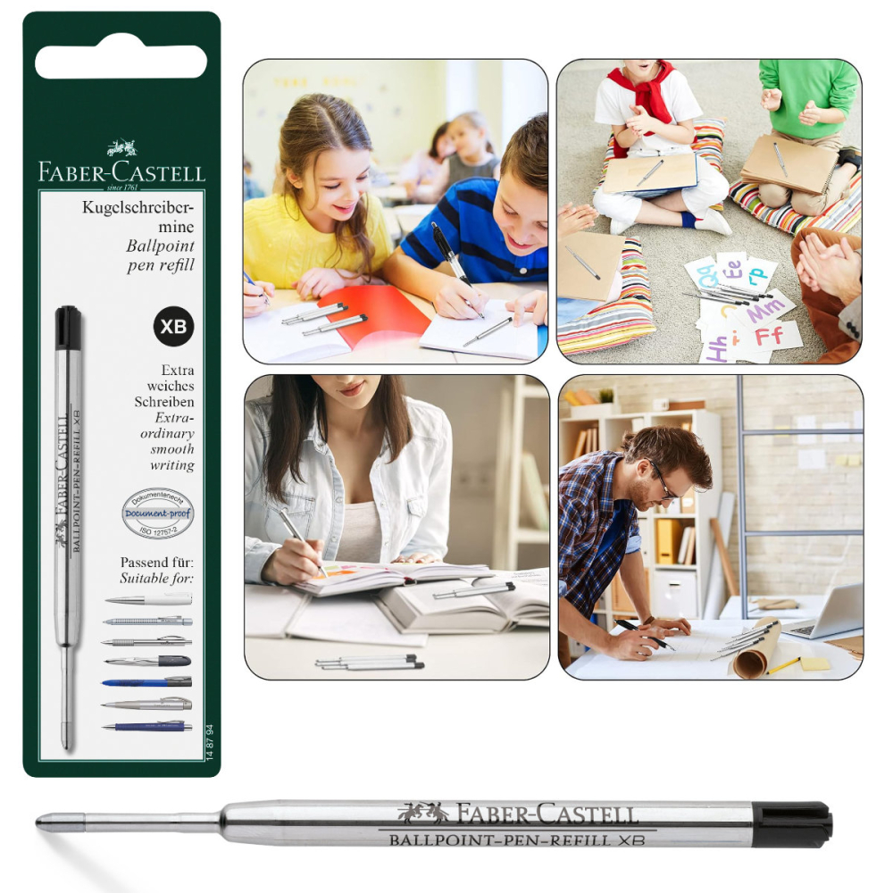 Rezerva Neagra pentru Pix Faber-Castell, Metalica, Varf XB (Extra Gros), Document-Proof, in Blister [5]