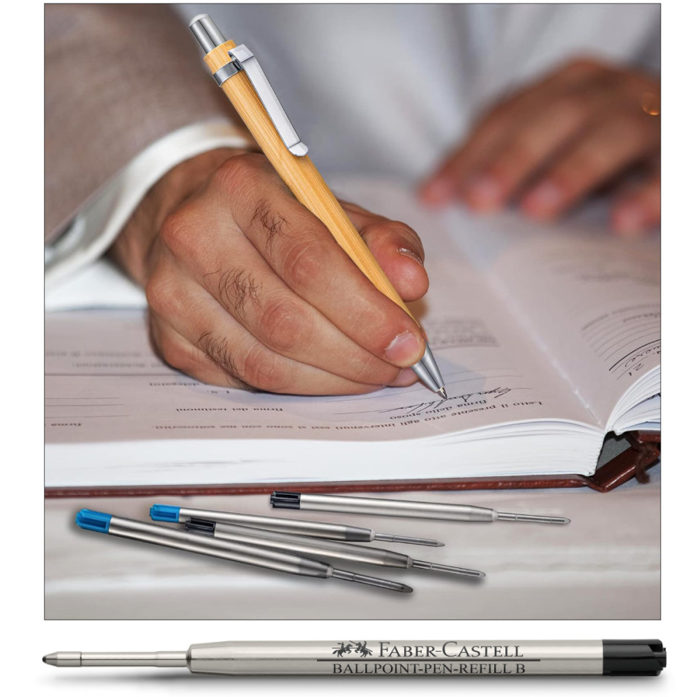 Rezerva Neagra pentru Pix Faber-Castell, Varf Metalic B, Capacitate Mare, Pentru Semnaturi si Evidentiere [3]