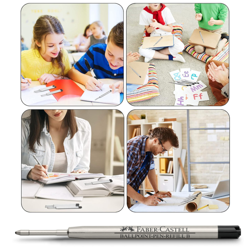 Rezerva Neagra pentru Pix Faber-Castell, Varf Metalic B, Capacitate Mare, Pentru Semnaturi si Evidentiere [4]