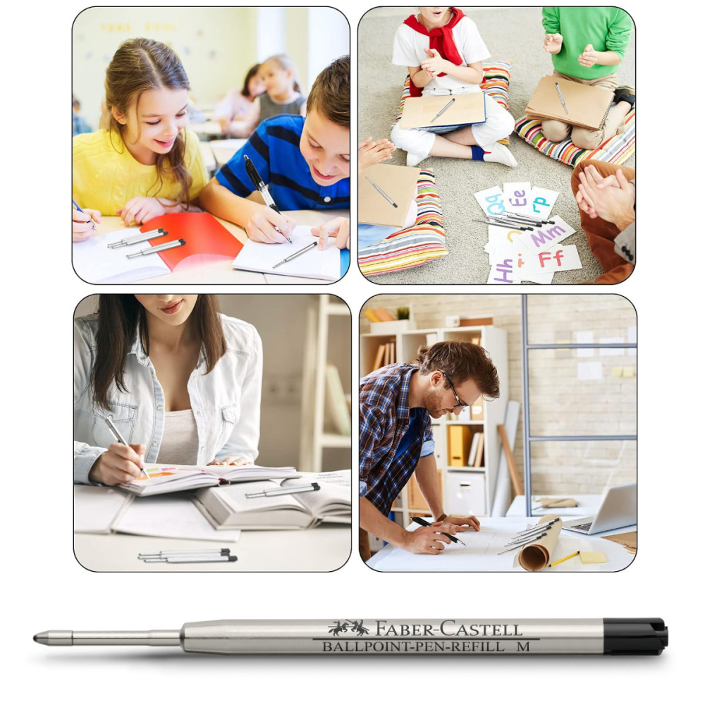 Rezerva pentru Pix Faber-Castell, Varf Metalic M, Negru, Capacitate Mare, Pentru Scris Professional [4]