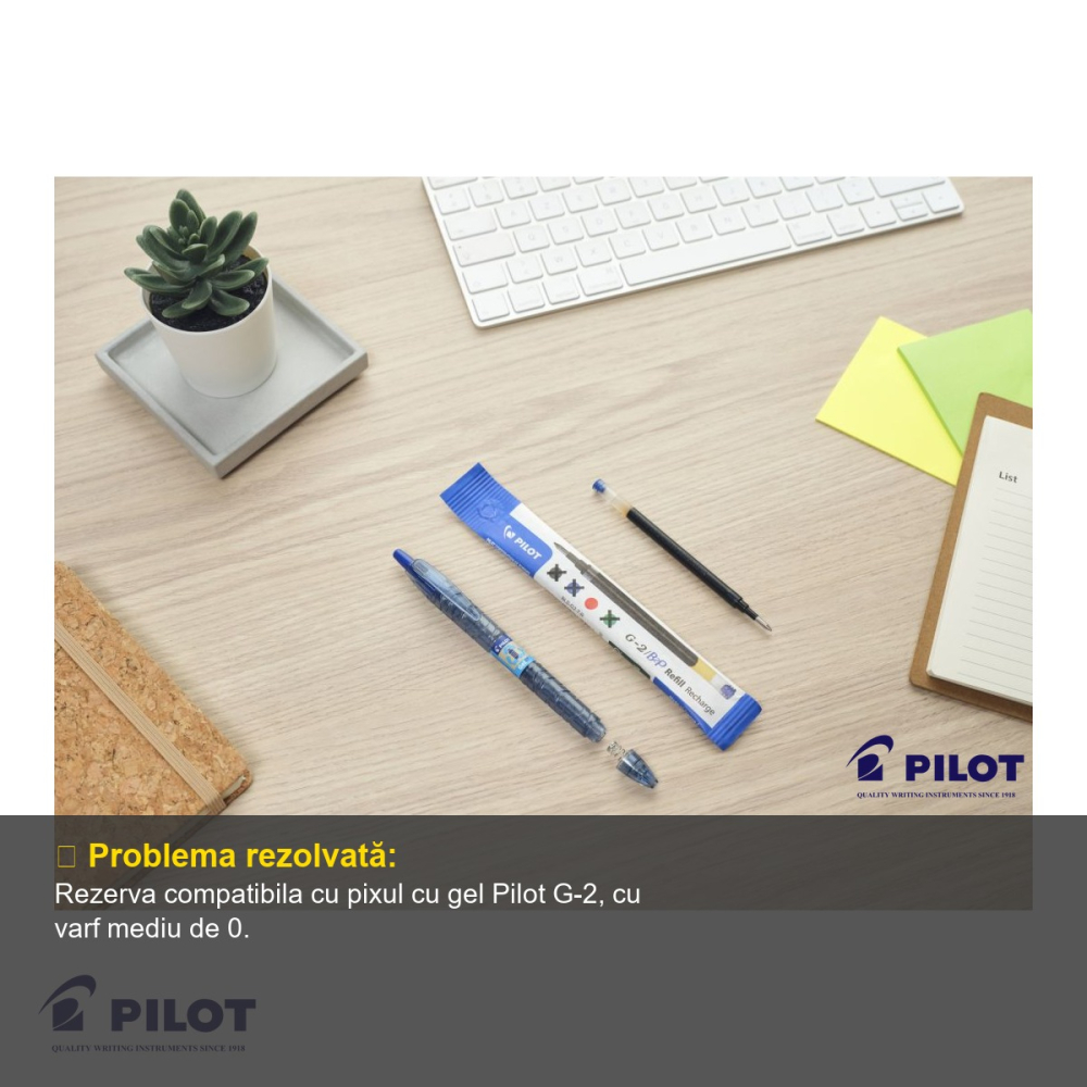 Rezerva pix cu gel Pilot G-2, scriere medie 0.7mm, cerneala albastra, reutilizabila [4]