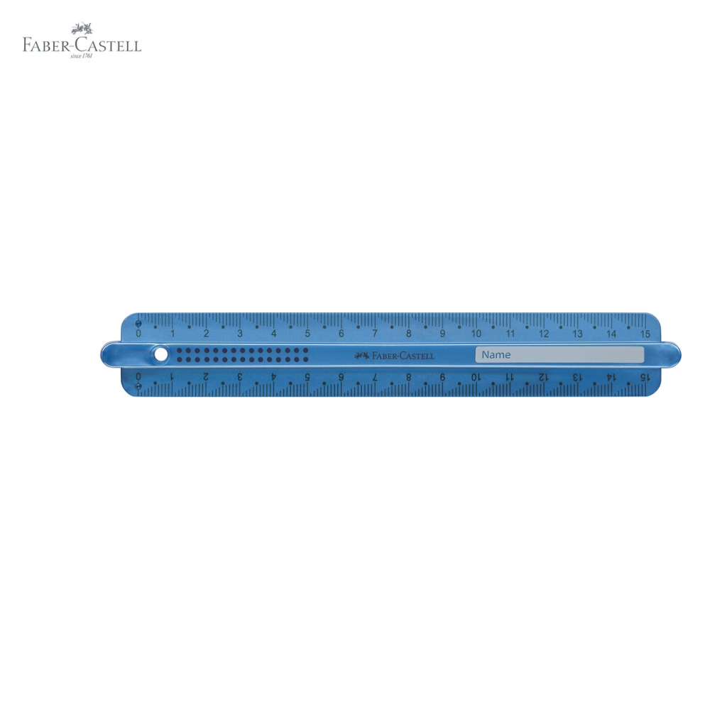 Rigla 15 cm Faber-Castell Dots, plastic reciclat, model cu puncte metalice, pentru scoala [5]