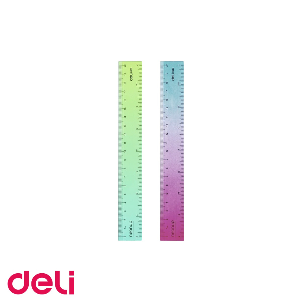 Rigla 20 cm Deli Neonup, plastic transparent cu gradient, pentru scoala si birou [4]