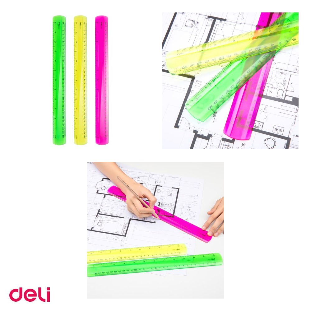 Rigla Deli Transparenta Color Pioneer, din plastic, pentru masurare precisa, 30 cm [4]