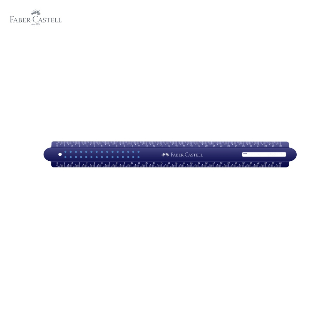 Rigla Faber-Castell Dots 30 cm, plastic reciclat, model cu puncte metalice, pentru scoala [5]
