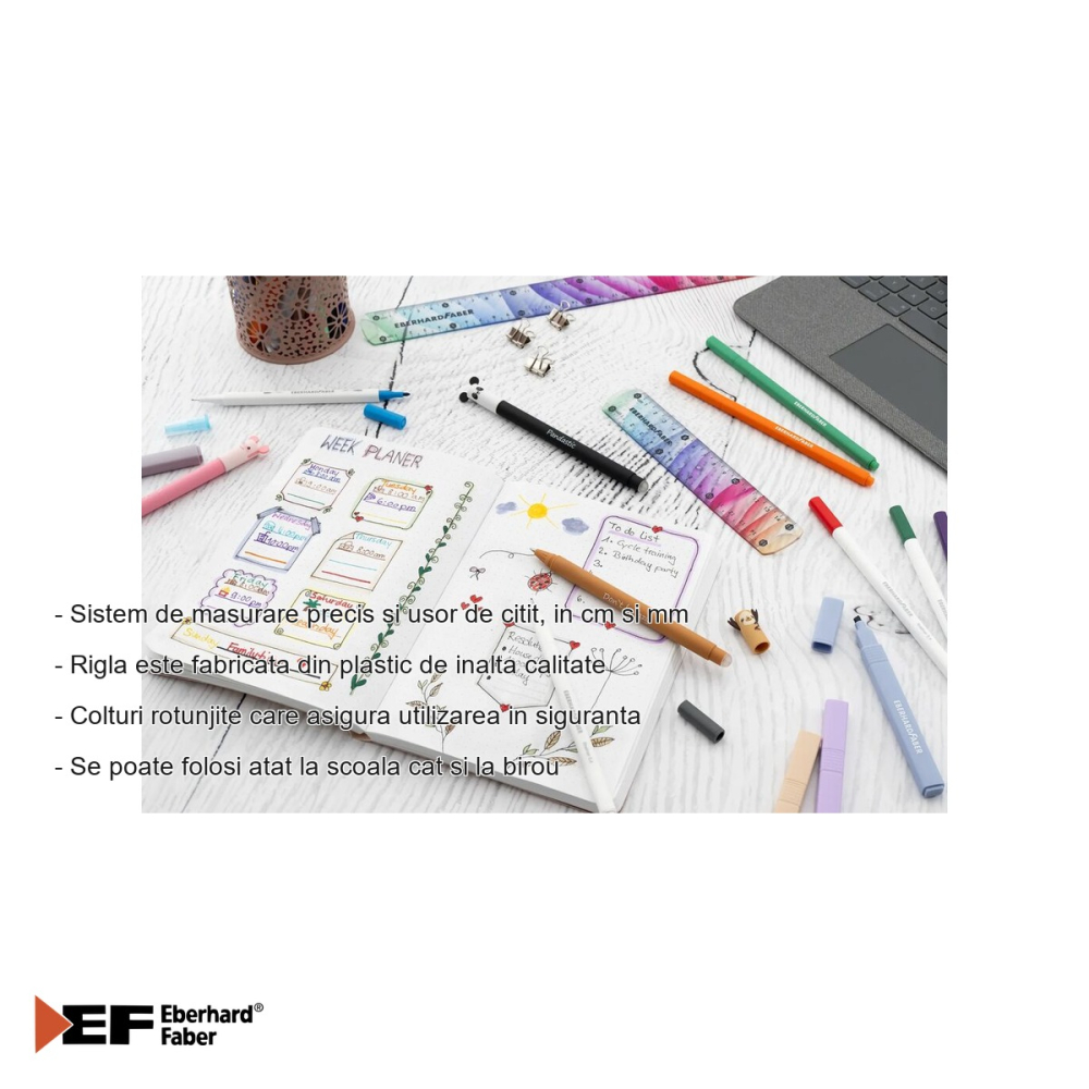 Rigla flexibila 30 cm Eberhard Faber Rainbow, plastic rezistent, pentru scoala si birou [2]
