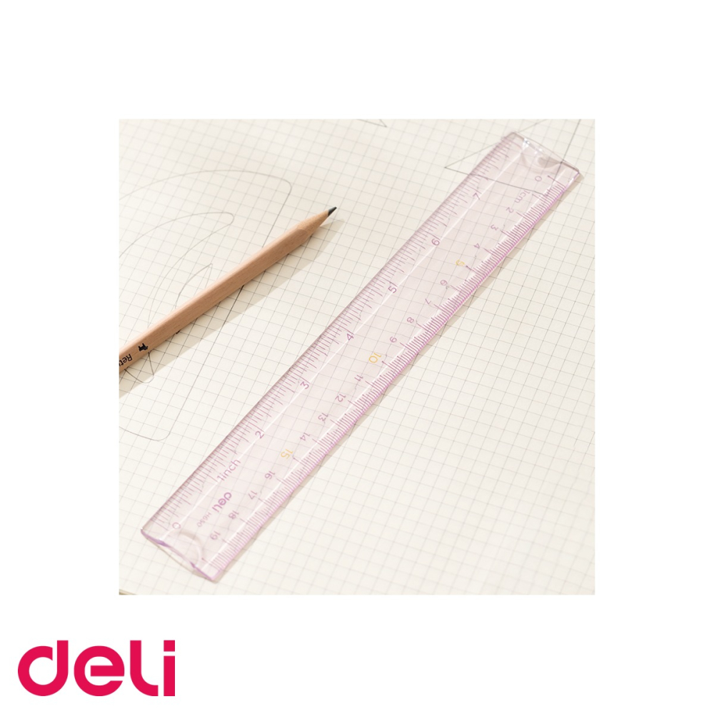 Rigla flexibila Deli, 20 cm, multicolora, plastic transparent, pentru scoala [5]