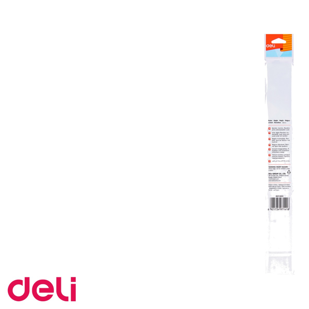 Rigla flexibila Deli, 30 cm, plastic transparent multicolor, pentru scoala si birou [5]