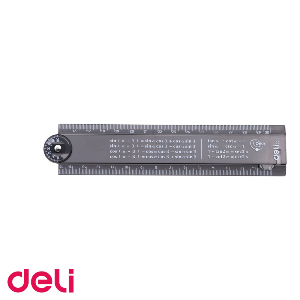 Rigla pliabila Deli Smart 30 cm, cu raportor integrat si formule matematice imprimate, pentru elevi [5]