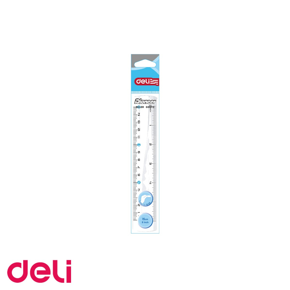 Rigla transparenta Deli 15 cm, plastic, sistem metric, pentru scoala si birou [4]