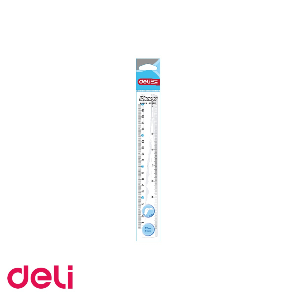 Rigla transparenta Deli 20 cm, plastic, sistem metric, pentru scoala si birou [4]